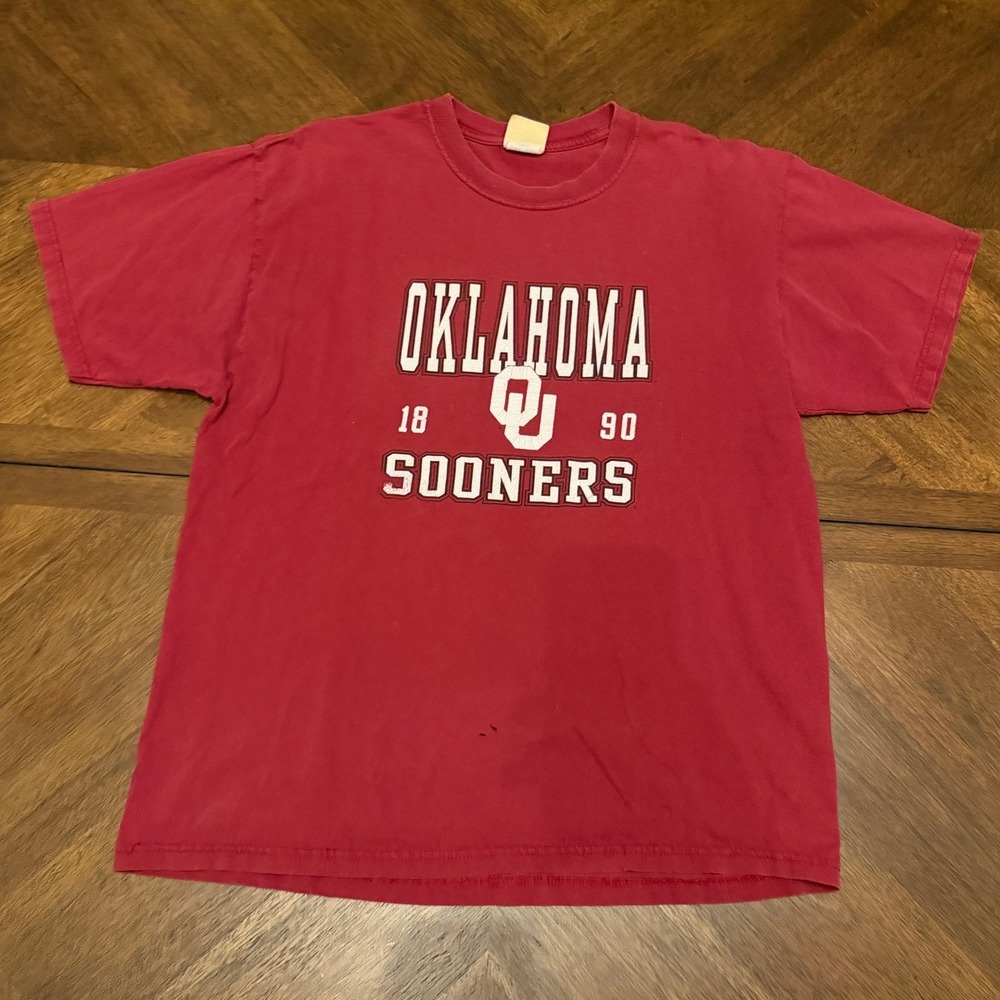Vintage Red Oak Oklahoma Sooners T-Shirt XL Crimson OU College Football Tee